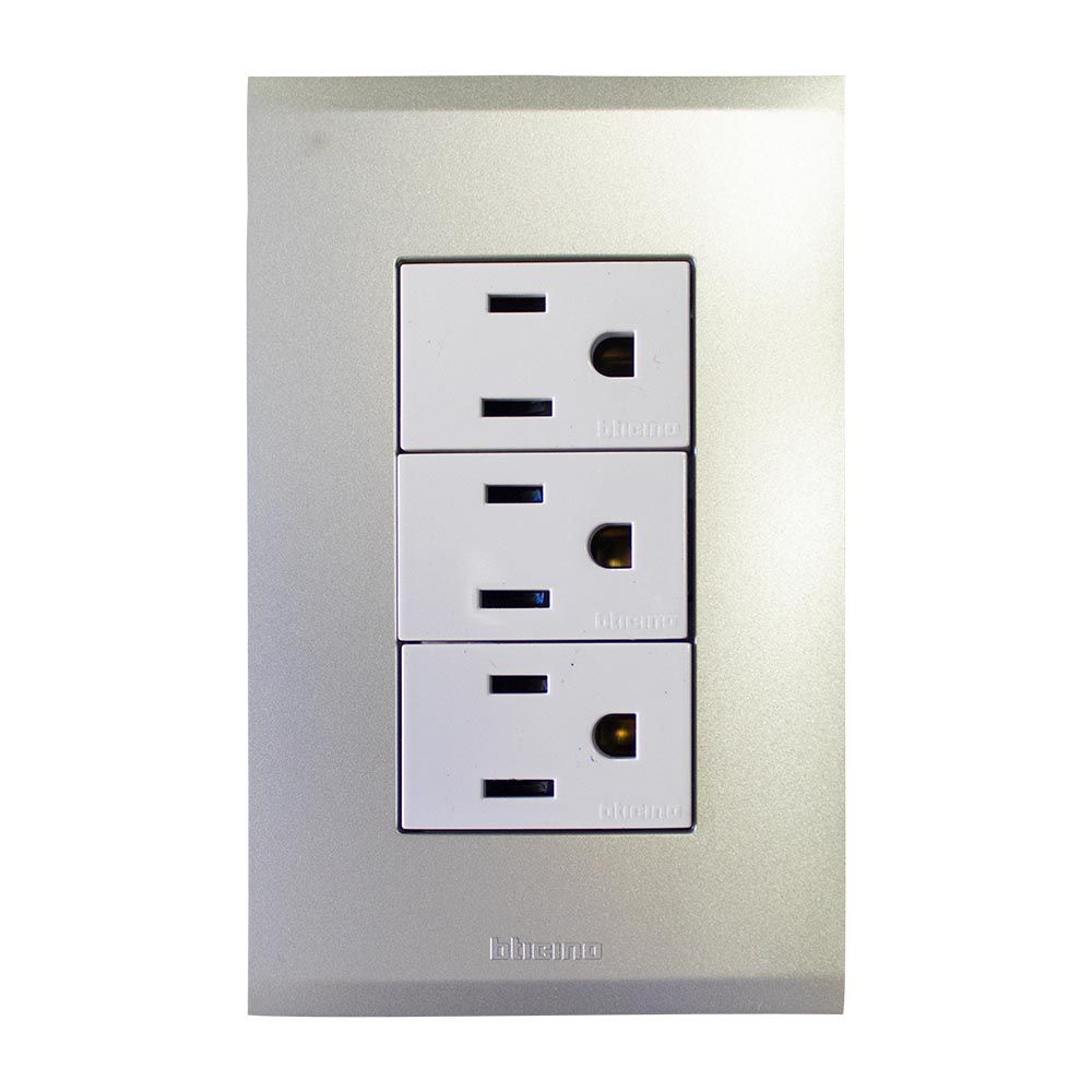 TOMA TRIPLE POLARIZADO INTEGRADO CHAMPAGNE NOBILE BTICINO AF2335EBCH