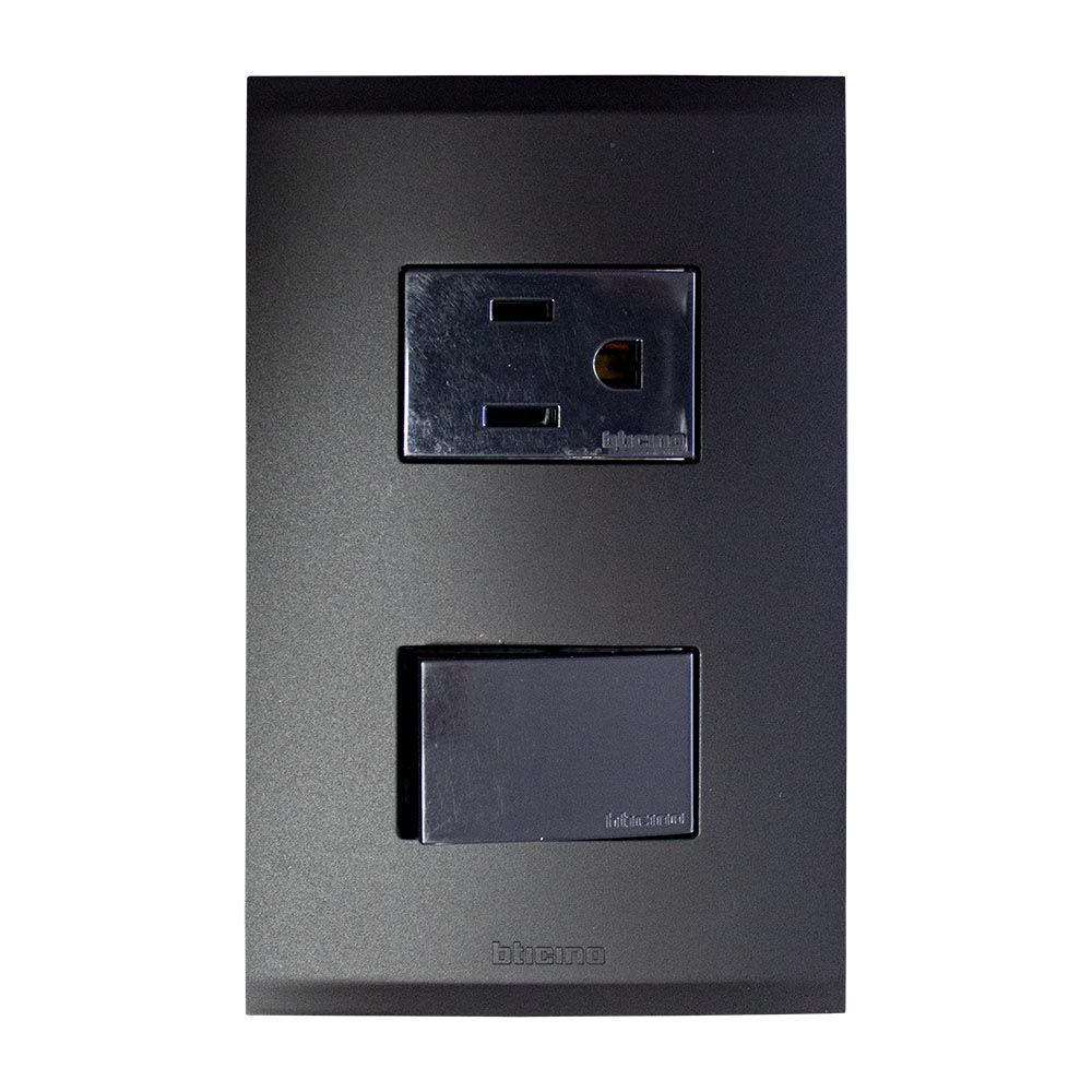 SWITCH Y TOMA POLARIZADO INTEGRADO NEGRO NOBILE AF2231EANG