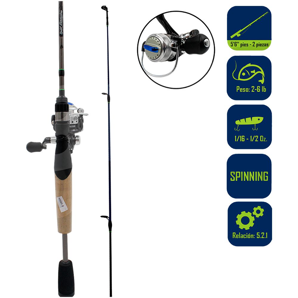 CAÑA PESCA C/CARRETE ULTRA FIGHT 5PIES 6PULG UF-SD562ULC