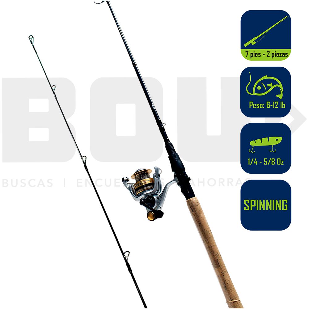 CAÑA PESCA  CON CARRETE  SPINNING QUANTUM 7 PIES SR40702MA.NS4