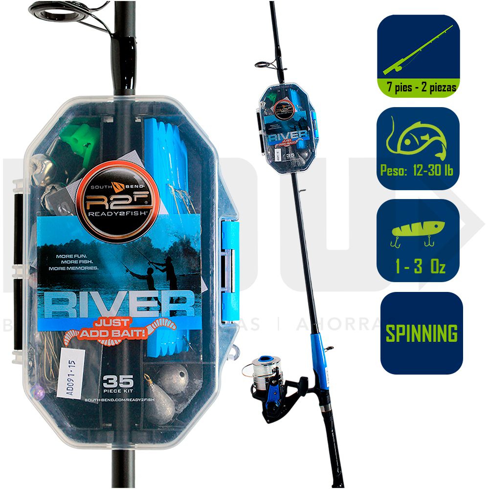 CAÑA PESCA  CON CARRETE  SPINNING R2FISH RIVER R2F4-JABR-S
