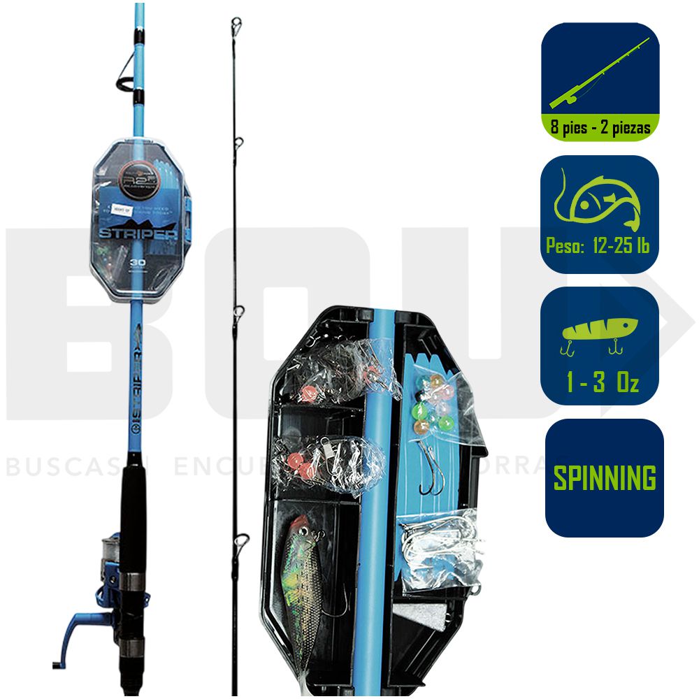 CAÑA PESCA C/CARRETE SPINNING STRIPER R2FISH R2F4-ST/S