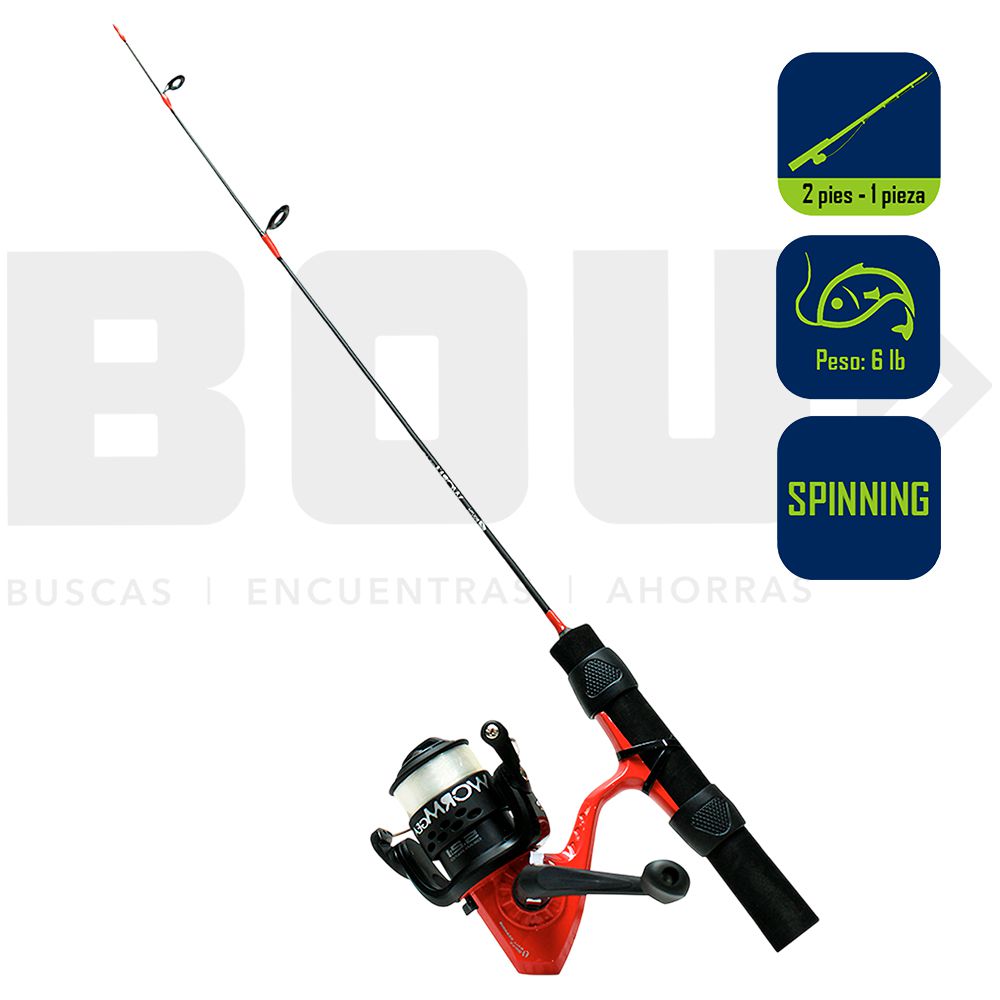 CAÑA PESCA  CON CARRETE  SPINNING WORM GEAR WG-SPDCAST