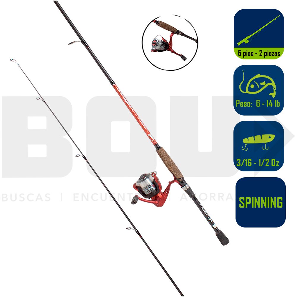 CAÑA PESCA  CON CARRETE  SPINNING MATZUO 6 PIES MZ230/602MS2