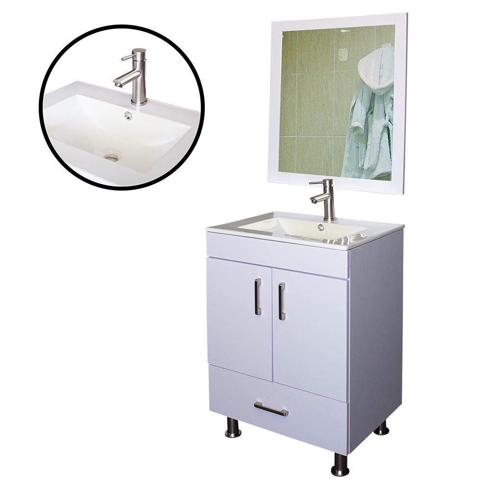 TOCADOR BAÑO YKL-JH-V7 BLANCO LLAVE/TUBO ABASTO/ESPEJO (23.6X18.11X33.46)