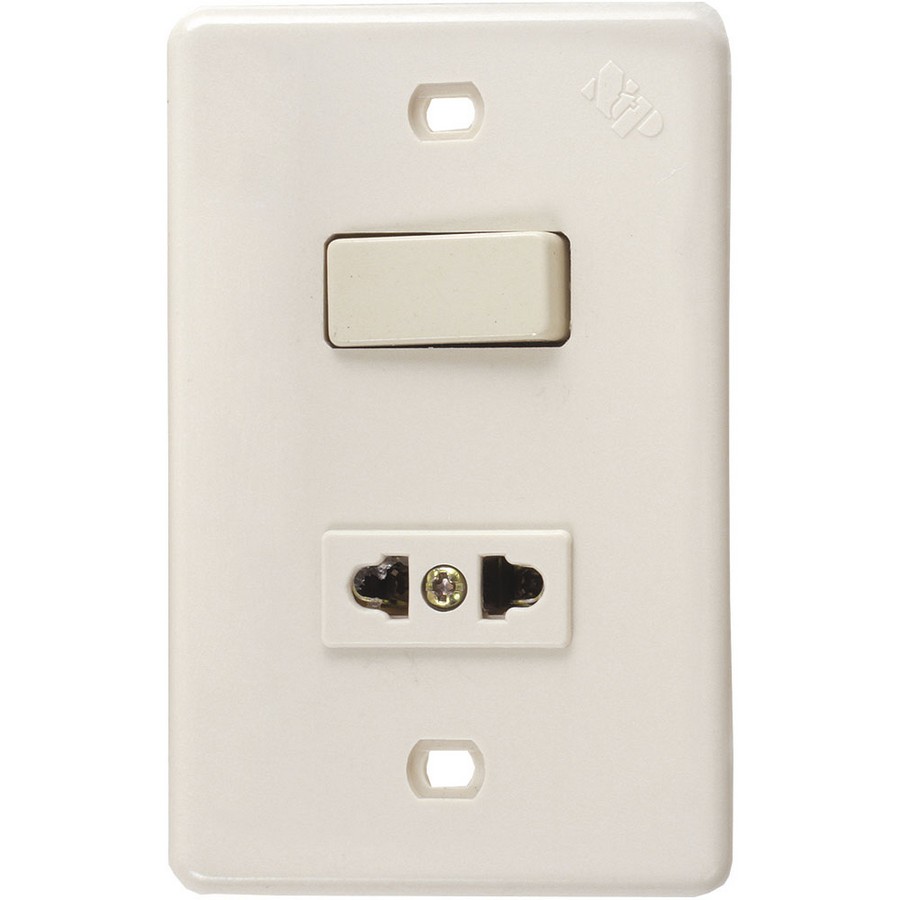 INTERRUPTOR CON TOMA Y PLACA 2403 MARFIL
