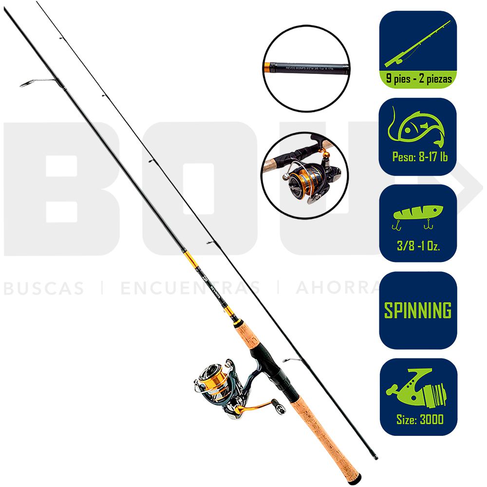 CAÑA PESCA C/CARRETE SPINNING DAIWA REVROS LT 40/9 RVRLT40-4BI/G902M