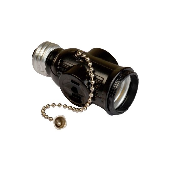 PORTALAMPARA CON CADENA Y TOMAS 718-BK