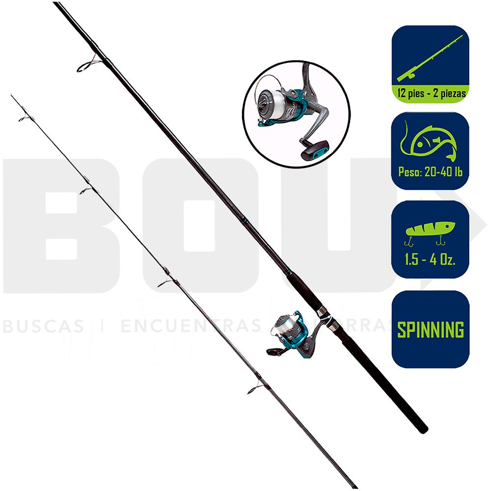 CAÑA PESCA  CON CARRETE  SEAHAWK 12 20-40LBS SH122S/170G