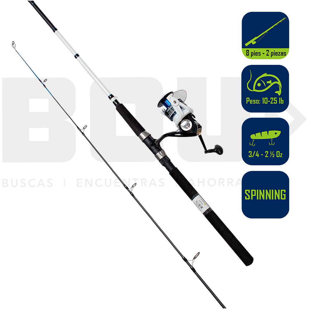 CAÑA PESCA C/CARRETE SPINNING OKUMA 8 PIES TXP-802M-60