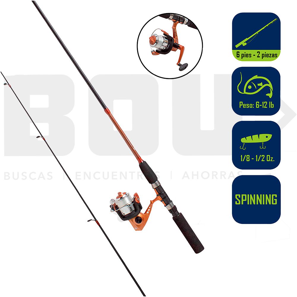 CAÑA PESCA  CON CARRETE  SPINNING SOUTH BEND 6 PIES SBN120/602MS