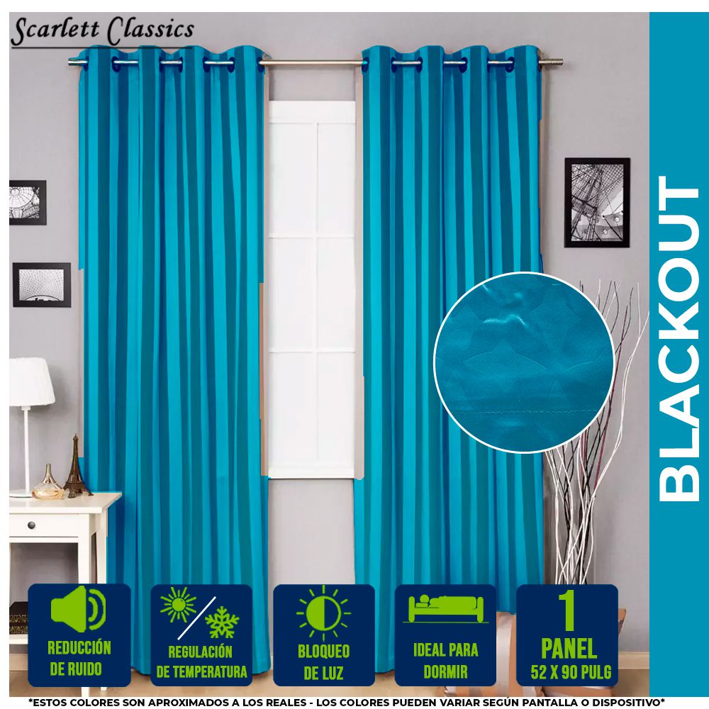 CORTINA PARA SALA BLACKOUT SOLARIS 52 X 90 PULG BLACKOUT SCR-2741-BLUE