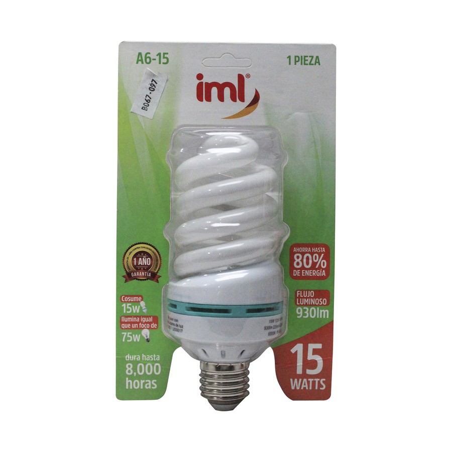 BOMBILLO AHORR. ESP. 15W E27 IML A6-15 (NC)