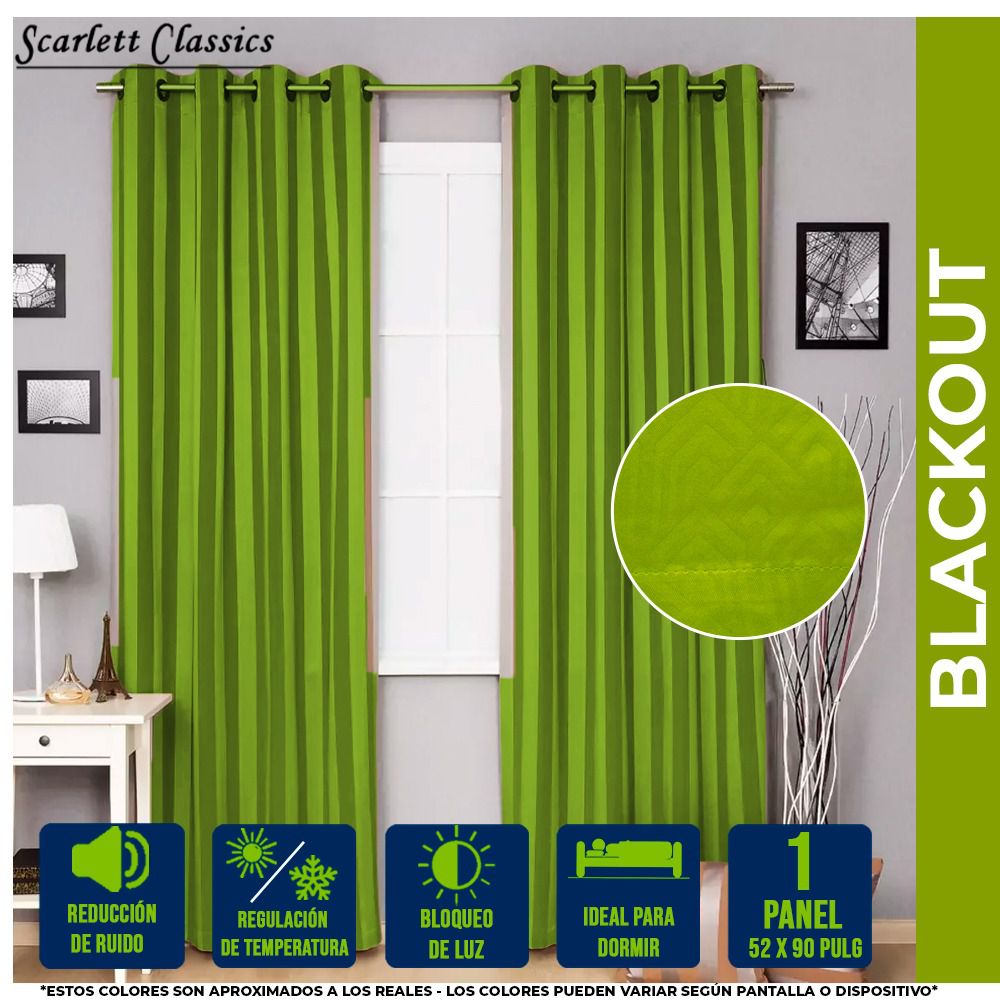 CORTINA PARA SALA BLACKOUT SCARLET 52 X 90 PULG KIWI COLADA SCR-2746-KIW