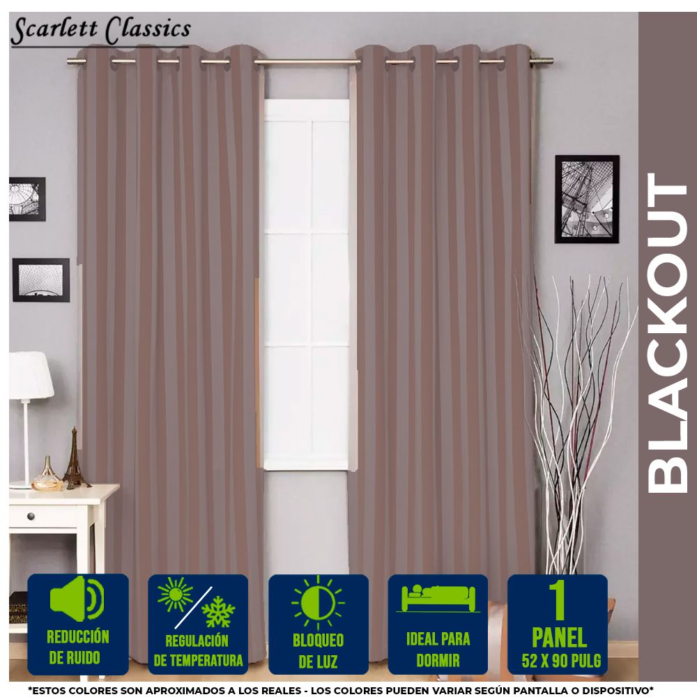CORTINA PARA SALA BLACKOUT AMANDA 52 X 90 PULG GRIS NV-1219