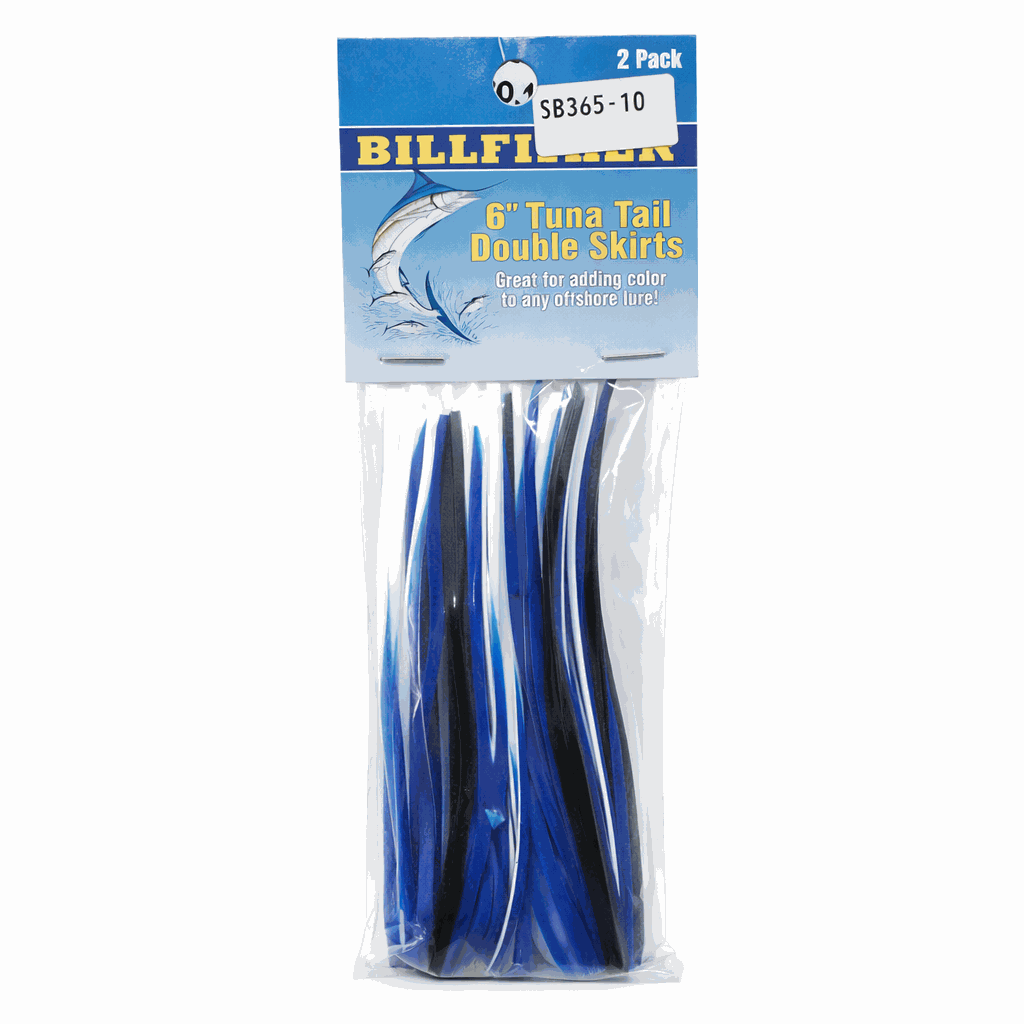 TUNA TAIL SKIRT BILLFISHER TT62-BWM 6 PULG BLUE/WHT/BLK MACK STRIPE (2PK)