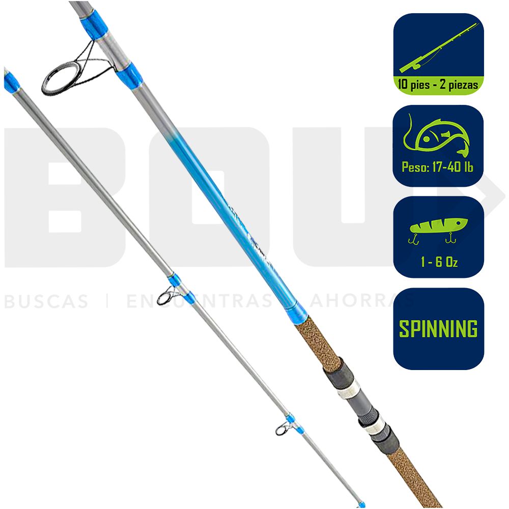 CAÑA PESCA SPINNING HURRICANE BLUEFIN SURF 10PIES 2PC 17-40LB BF-102MHSPF