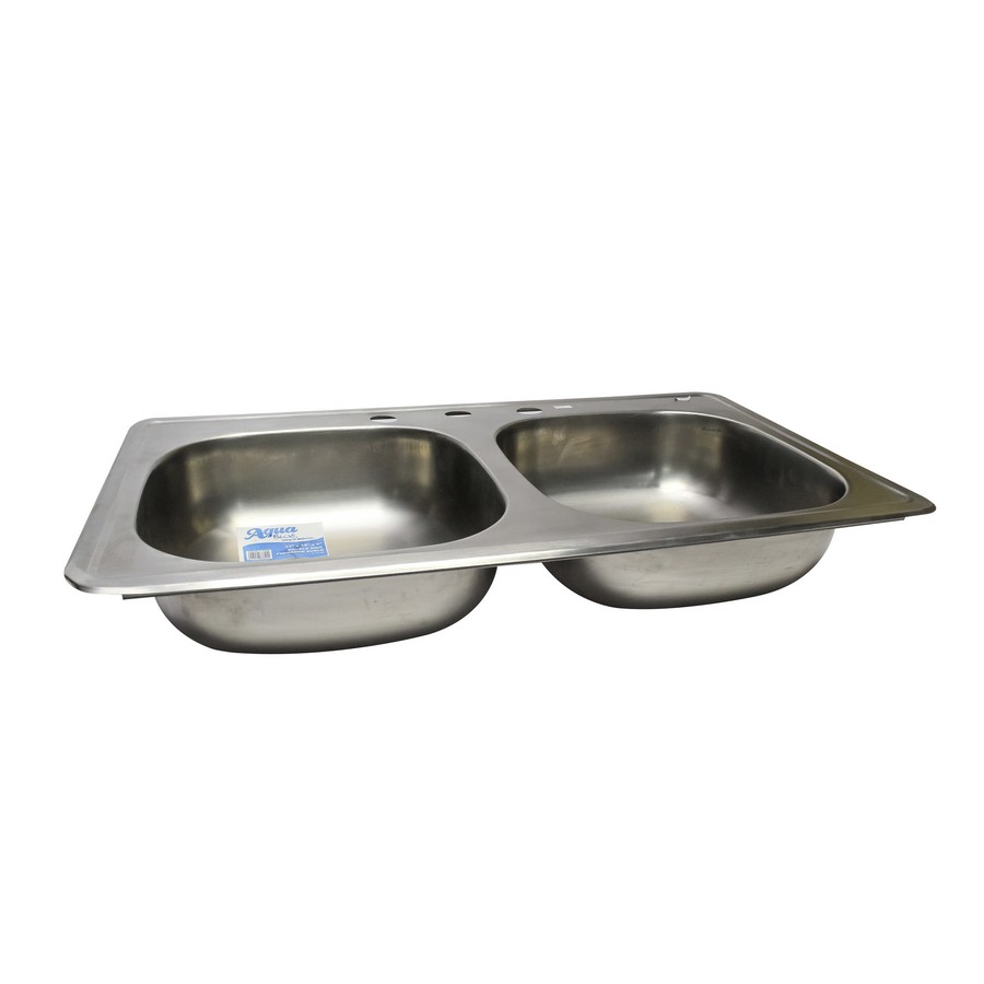 FREGADERO ACERO INOX 2 DEP. 33X19X6 PULG P-11184