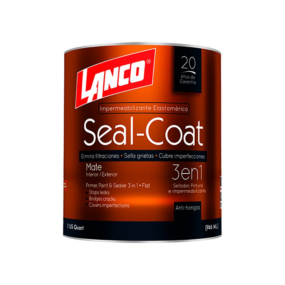 PINTURA ELASTOMERICA 3 EN 1 SEAL-COAT BLANCO 1/4 LANCO SC 200-5