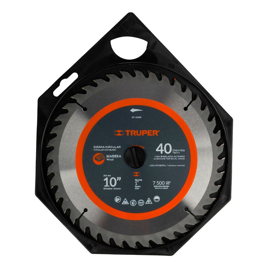 DISCO PARA SIERRA CIRCULAR TUNGS. TRUPER 10 X 1 X 40D (18307)