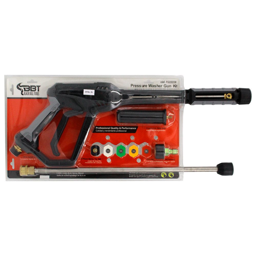 KIT UNIVERSAL 4000PSI P/HIDROLAVADORA PISTOLA + LANZA + ACOPLE + BOQUILLAS BBT FG22228