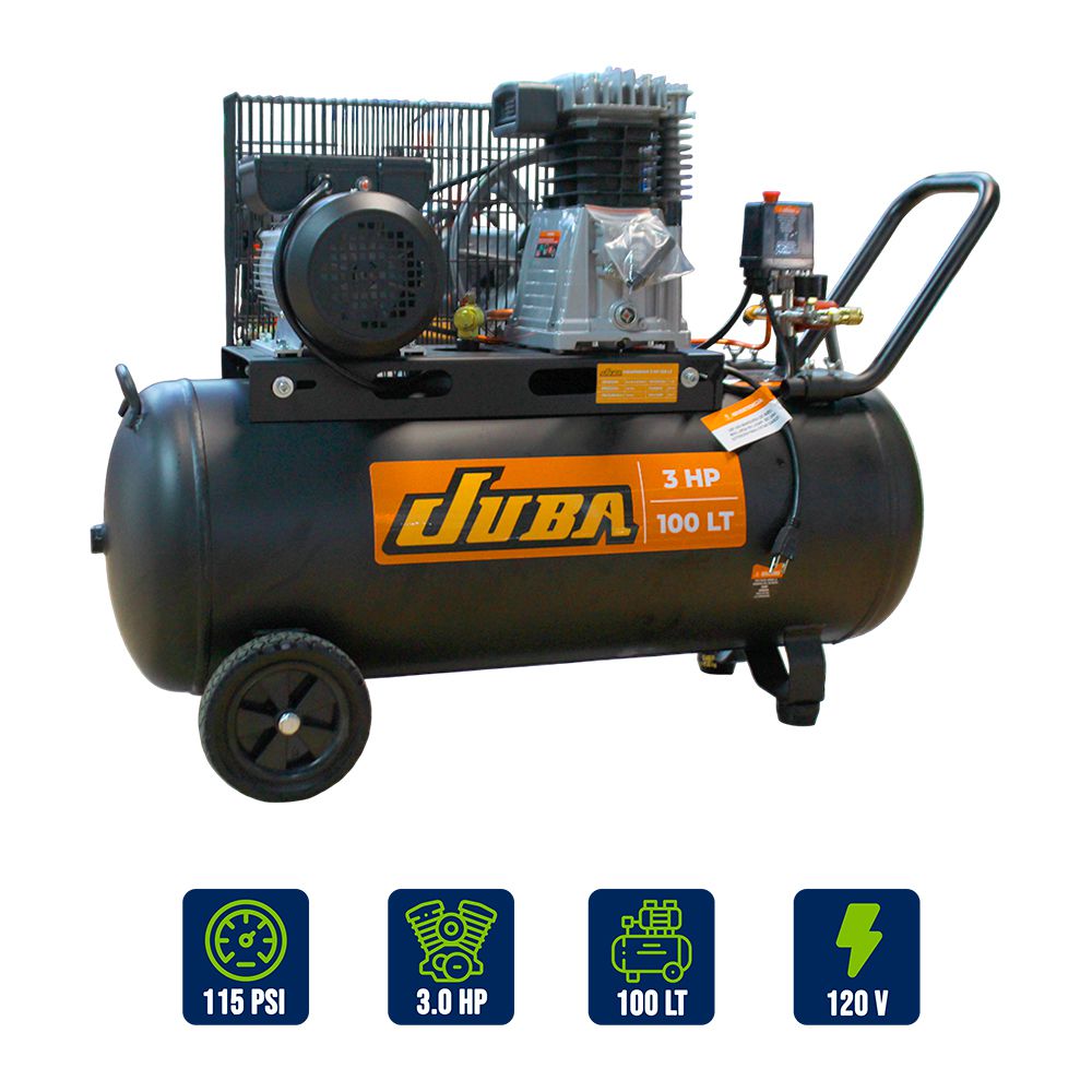 COMPRESOR JUBA 100L-3HP 120V FAJA HEAVY DUTY HM-H-0.25/100L (SIN ACC.)