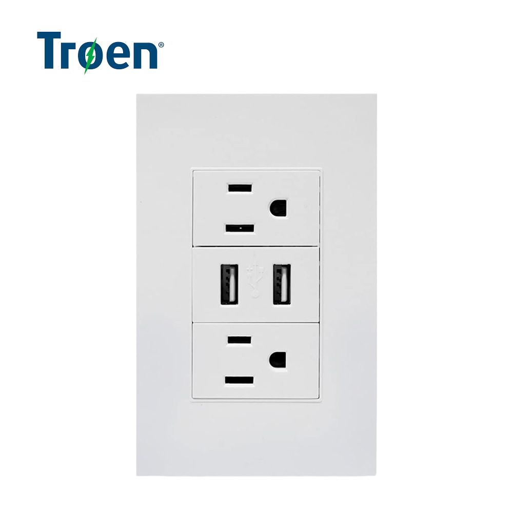 TOMA CTE. POLARIZADO DOBLE CON USB A136-ETW-6C2U