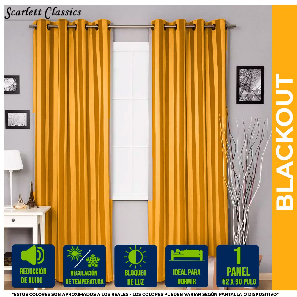 CORTINA PARA SALA BLACKOUT AMANDA 52 X 90 PULG AMARILLO NV-1292