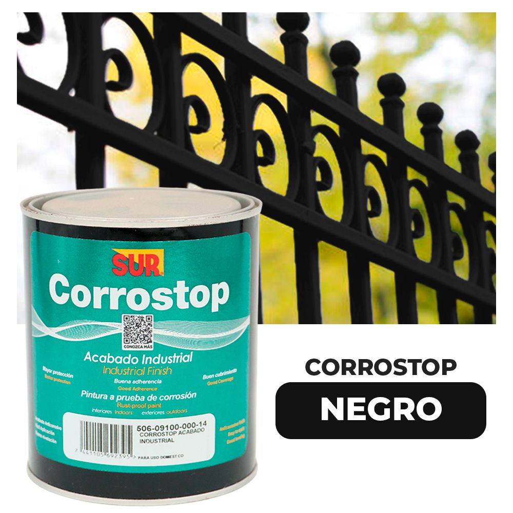 ANTICORROSIVO CORROSTOP 9100 NEGRO 1/4 GAL. SUR