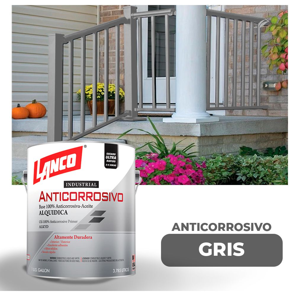 ANTICORROSIVO BRILLO INDUSTRIAL GRIS GLN LANCO