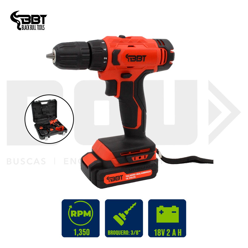 TALADRO INAL. 3/8 18V 23NM CON ESTUCHE + 2 BAT BBT KZ6-18
