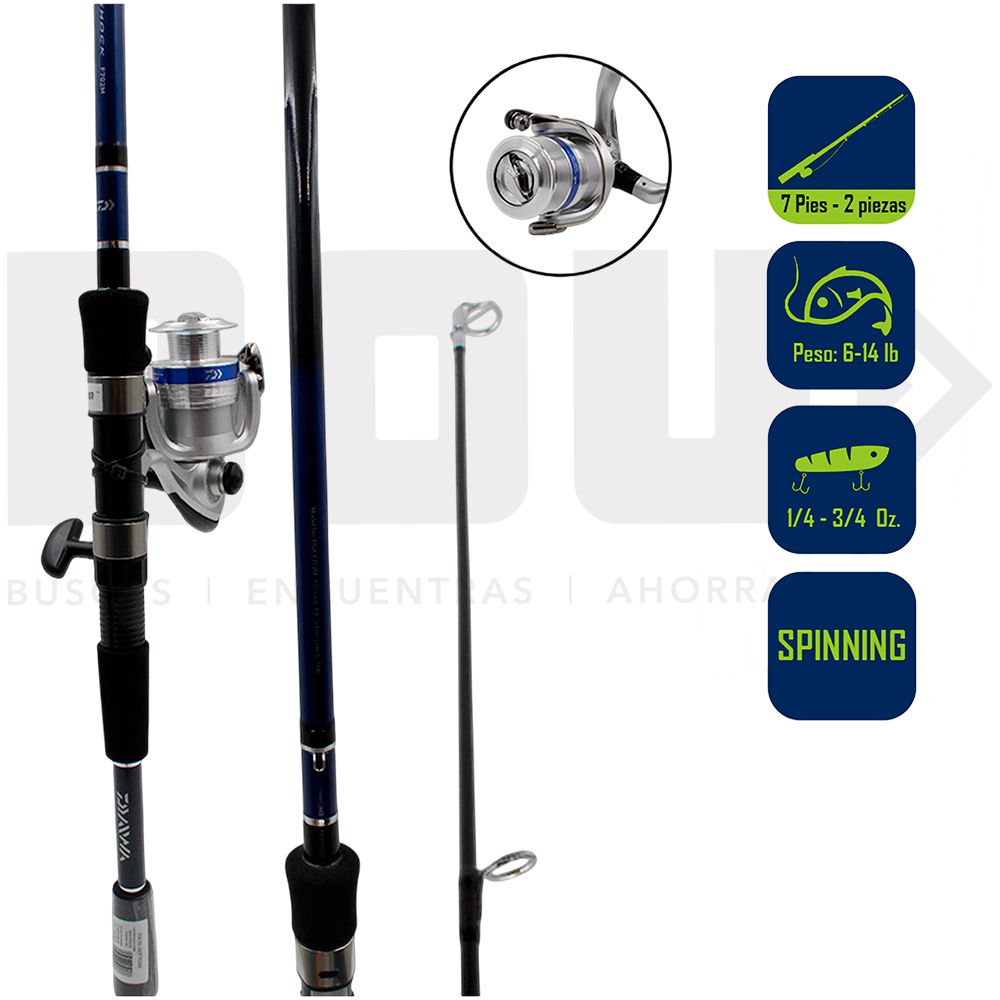 CAÑA PESCA C/CARRETE SPINNING DAIWA D-SHOCK 30/7 DSK30-2B/F702M