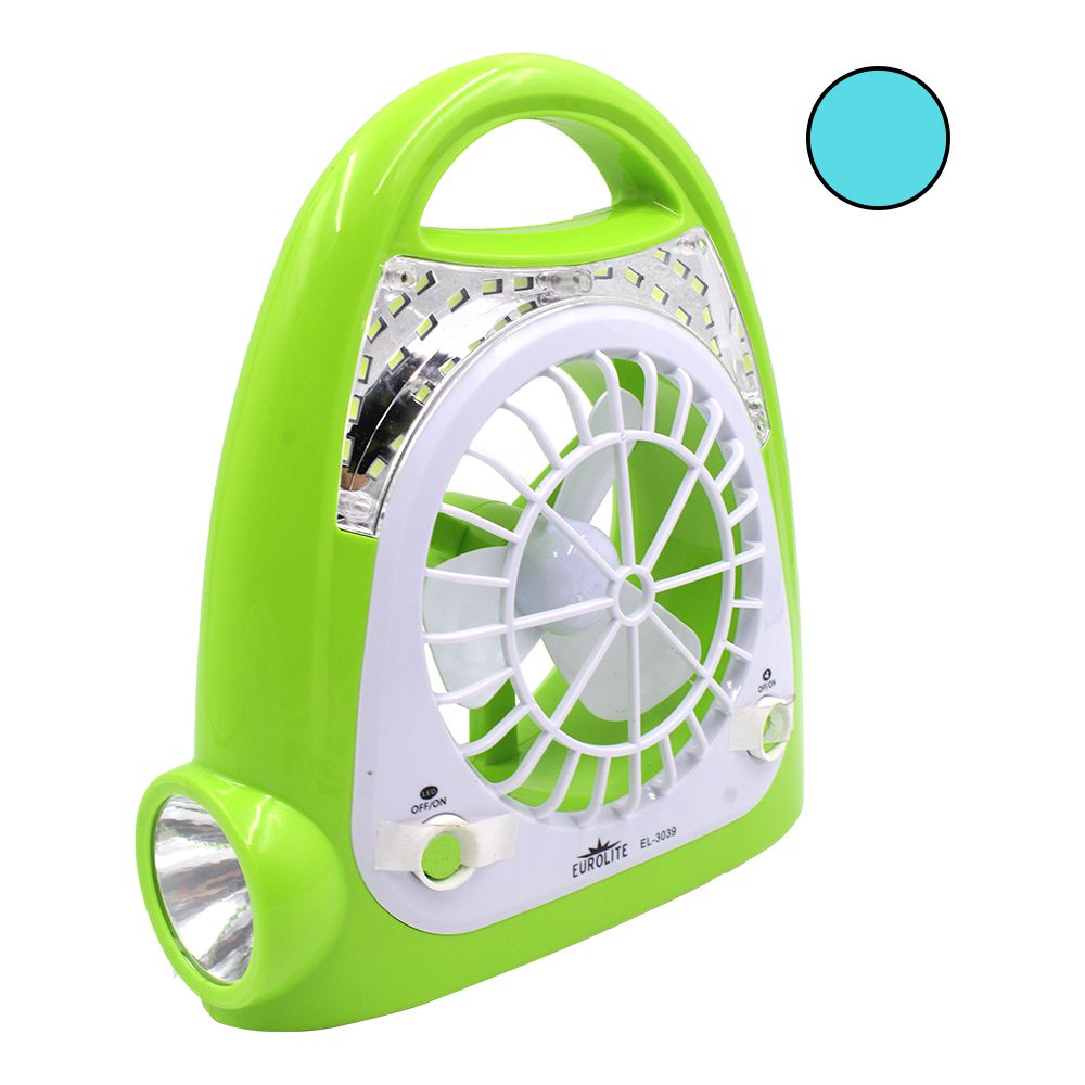 VENTILADOR RECARG. PORTATIL CON LAMPARA 23CM EL-3039