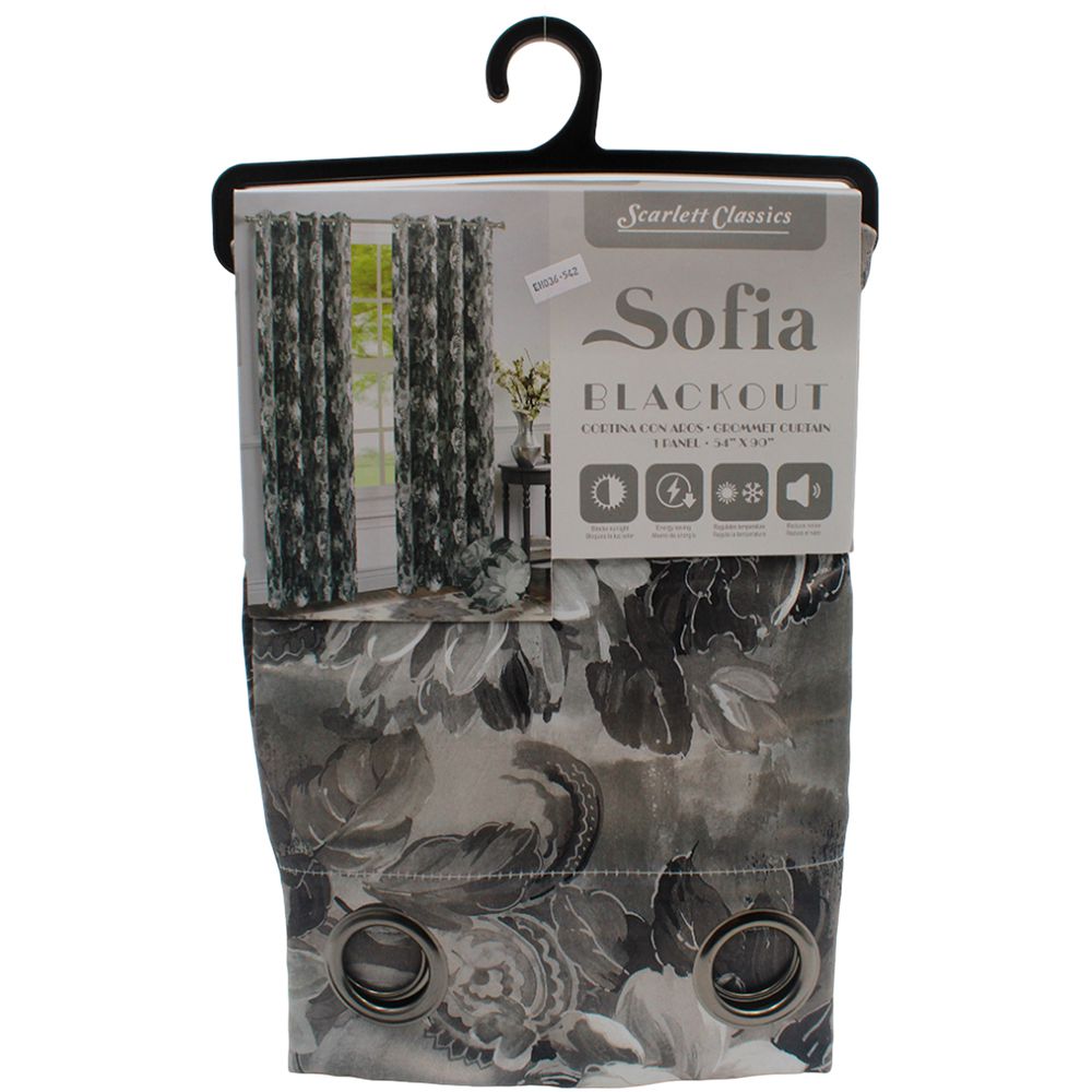 CORTINA P/SALA BLACKOUT SOFIA 54 X 90 GRIS/FLORES SCR-3253