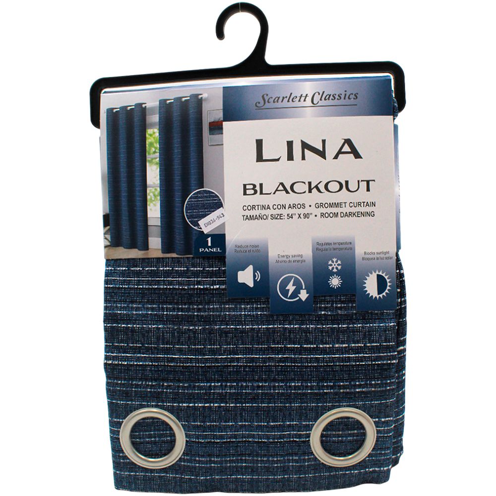 CORTINA PARA SALA BLACKOUT LINA 54 X 90 AZUL SCR-3283