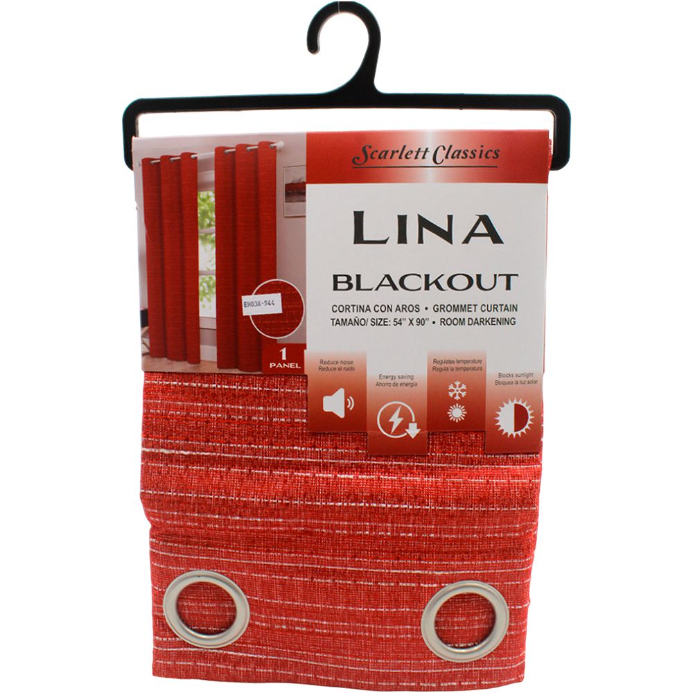 CORTINA PARA SALA BLACKOUT LINA 54 X 90 ROJO SCR-3285