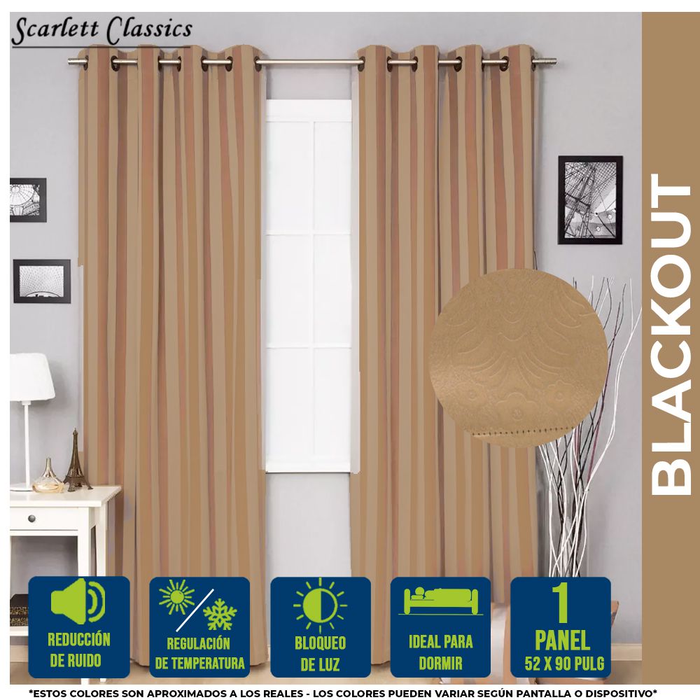 CORTINA PARA SALA BLACKOUT TINA 52 X 90 SAND SCR-8050