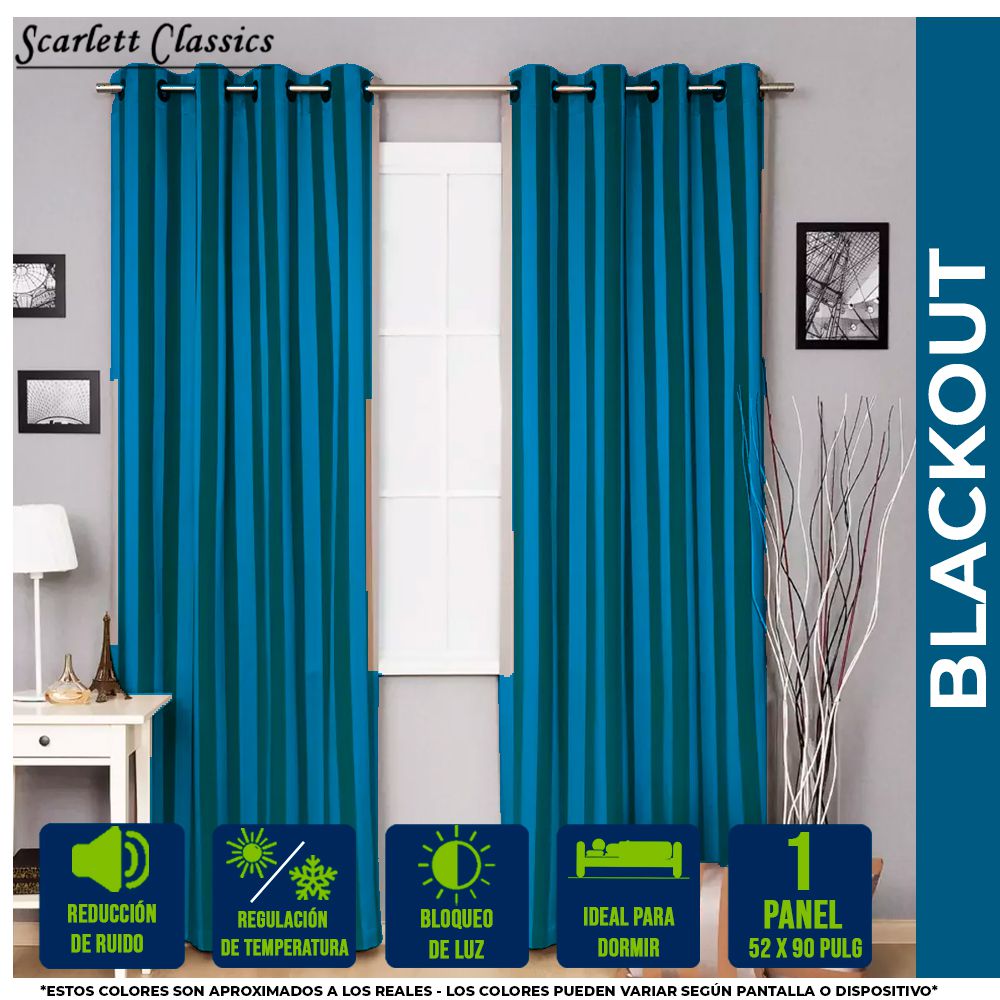 CORTINA PARA SALA BLACKOUT TINA 52 X 90 AZUL SCR-8064