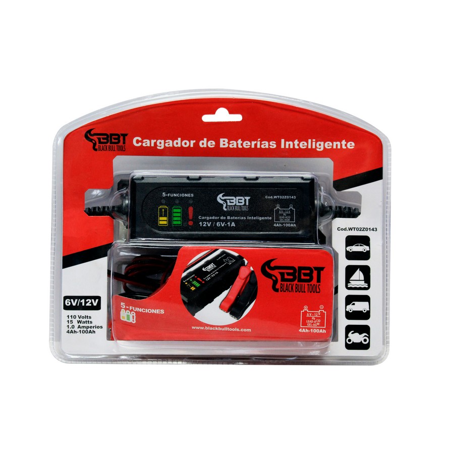 CARGADOR DE BATERIAS INTELIGENTE AUTOMA. 1 AMP 15W 12V BBT WT02Z0143