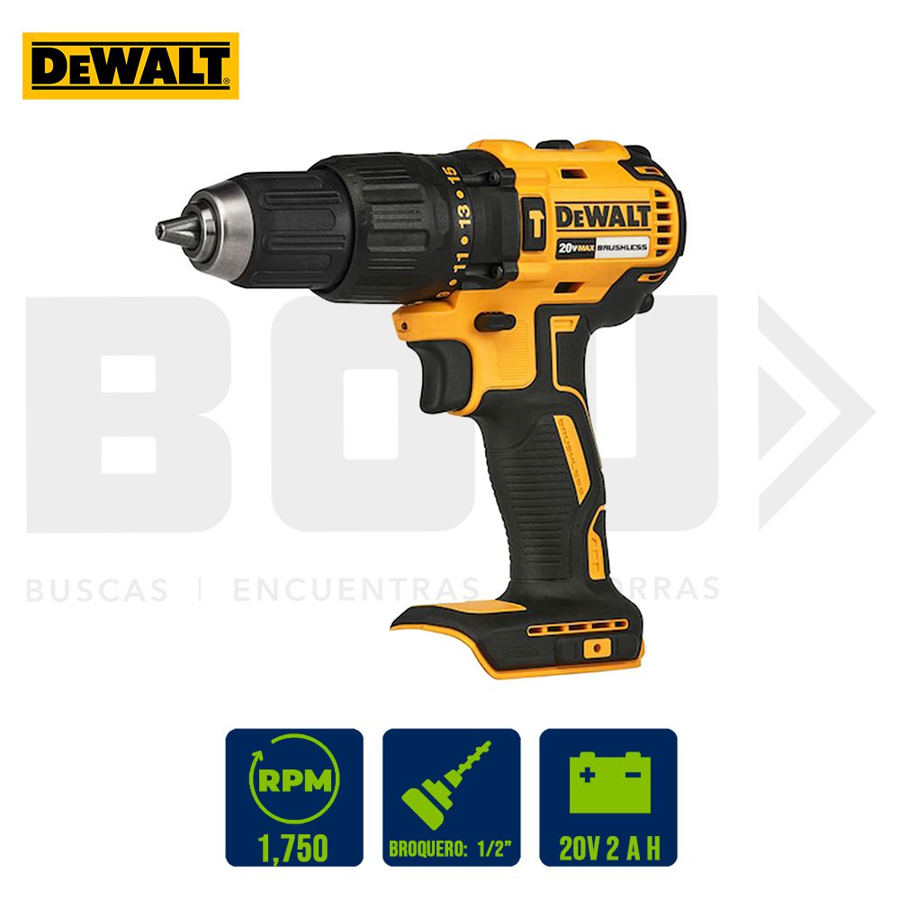 TALADRO PERCUTOR 1/2 PLG. INAL. 20V SIN BAT. DEWALT DCD7781B