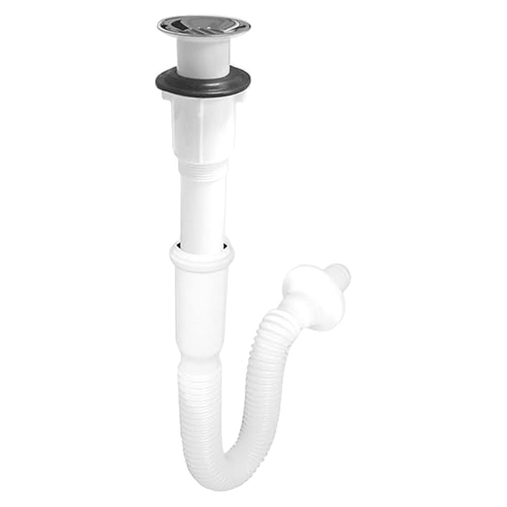 SIFON PVC FLEXIBLE PARA LAVABO CON REJILLA INOX 1 1/4 PULG 9772