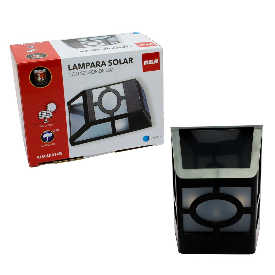 LAMPARA LED SOLAR RCA 0.14W PARED C/SENSOR MOV RLSOLD14W (NC)