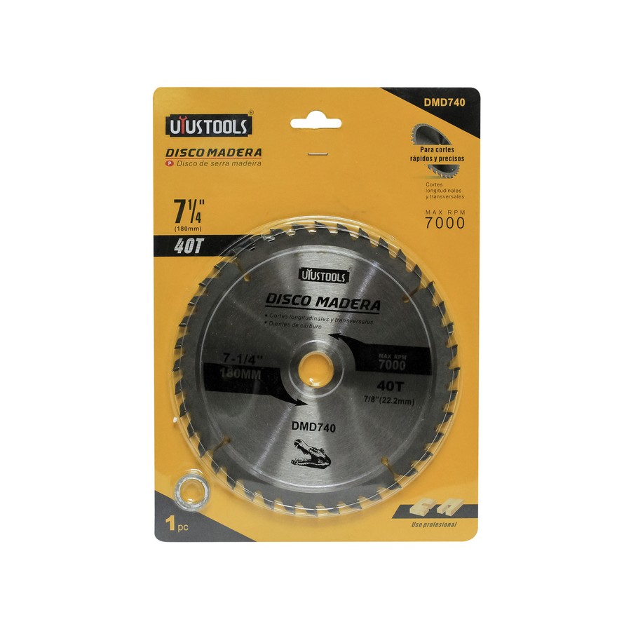 DISCO P/SIERRA CIRC. TUNGS. P/MADERA UYUS 7 1/4 X 24D X 7/8