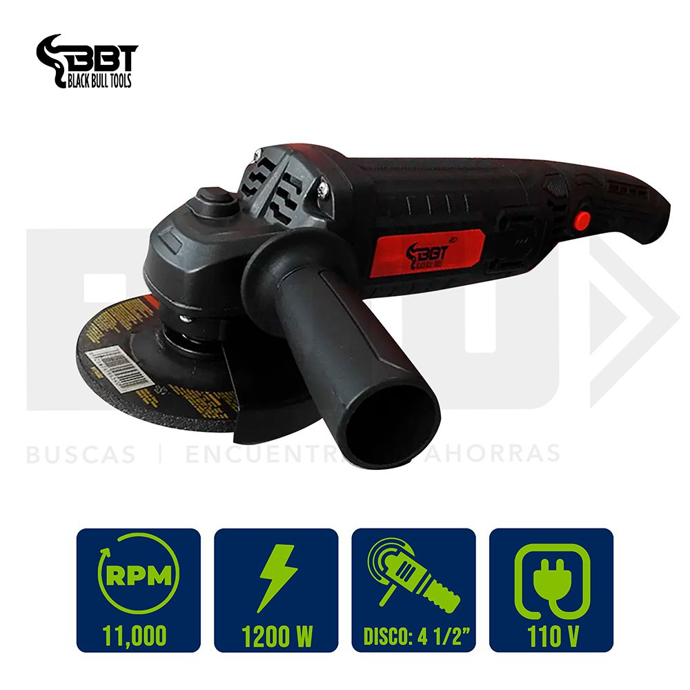PULIDORA ELECT. 4 1/2 PLG. CON REGULADOR DE VELOCIDAD 1200W 110V 11000RPM BBT KMS9109