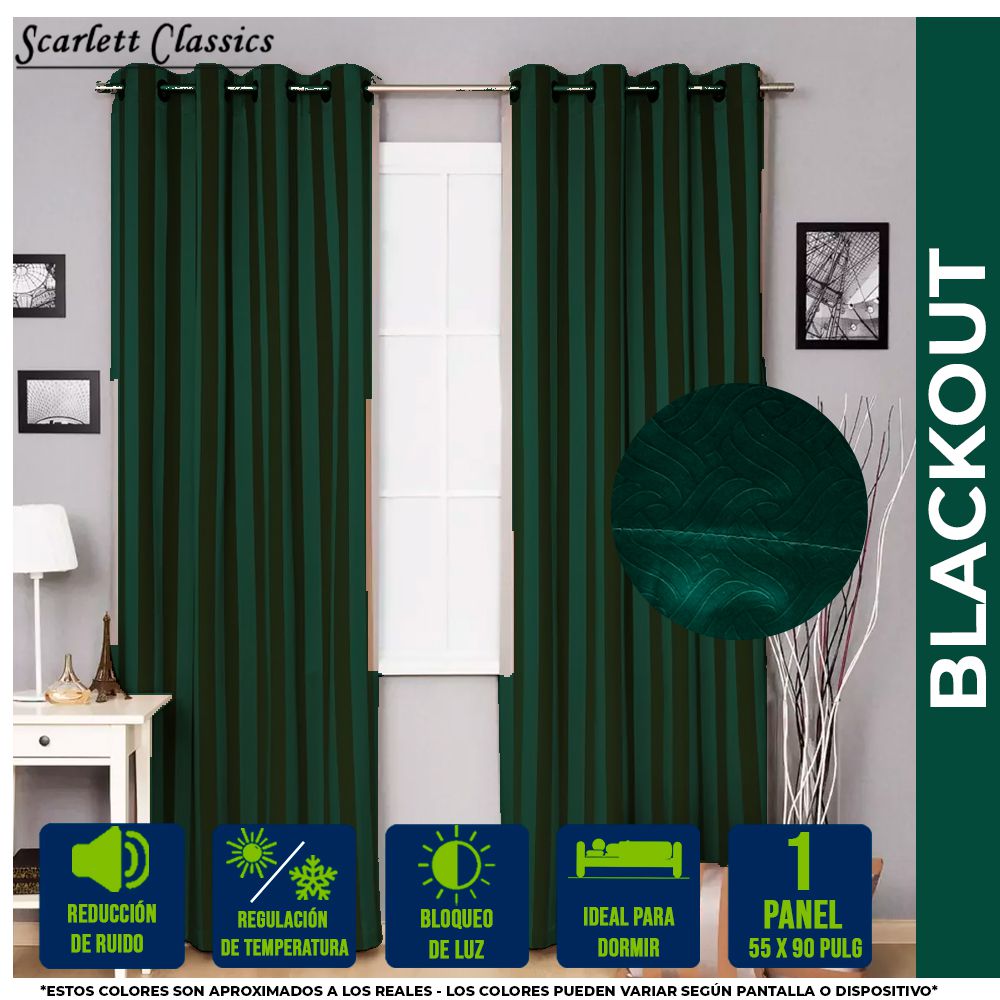 CORTINA PARA  SALA 55X90PULG BLACKOUT EVERGREEN SCR-1690-EVER
