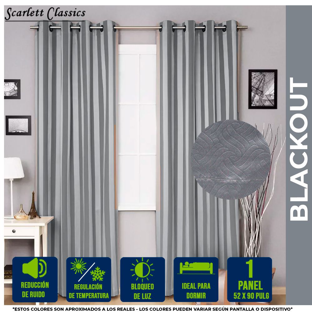 CORTINA PARA SALA 52 X 90PULG BLACKOUT DK. GREY KATE SCR-1694-DKGR
