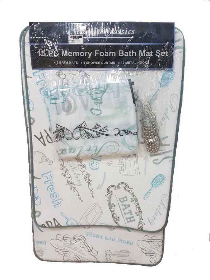 ALFOMBRA DE BAÑO 2 PZ C/CORTINA SCR-10048-15