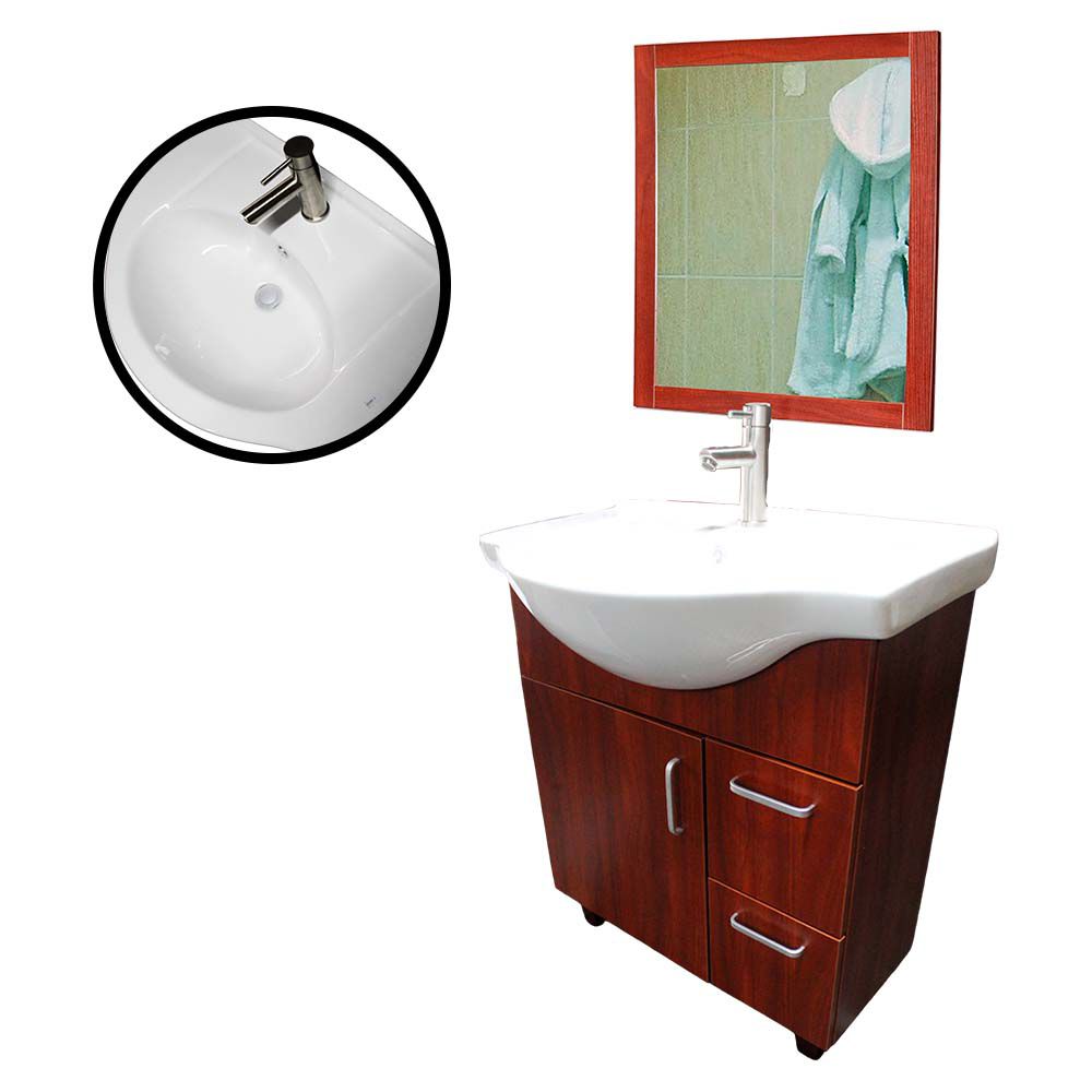 TOCADOR BAÑO YKL-V05 DARK RED LLAVE/TUBO ABASTO/SIFON/DESAGUE/ESPEJO (29.53X27.56X19.69) (NC)