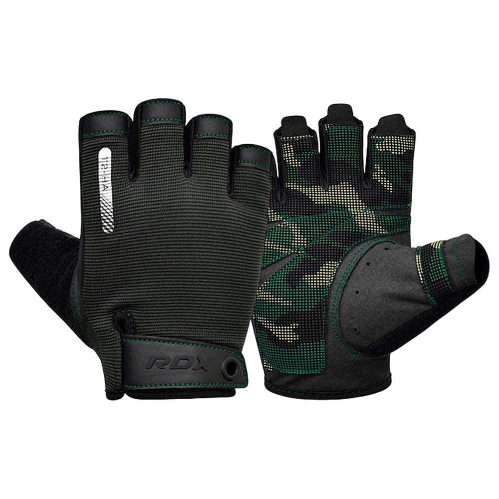 GUANTES P/PESAS RDX T2 HALF ARMY GREEN-XL WGA-T2HA-XL
