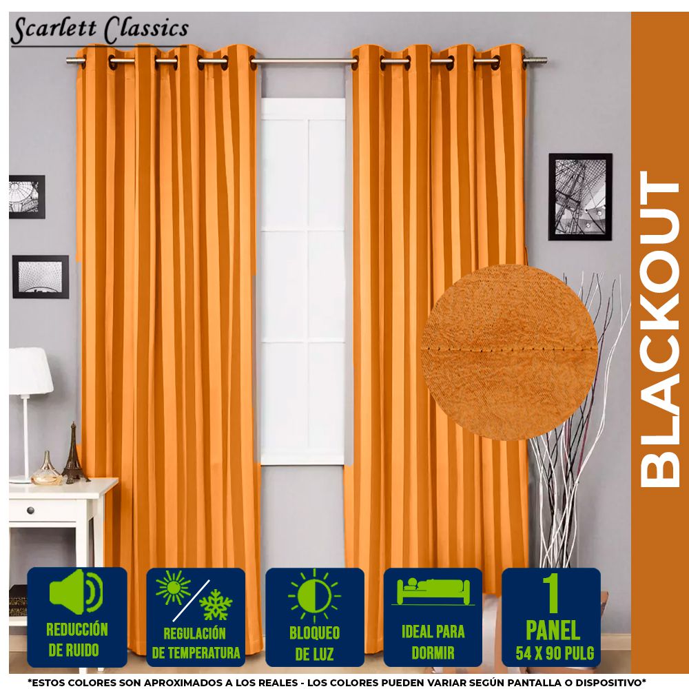 CORTINA PARA SALA BLACKOUT AGNES  54 X 90 MOSTAZA SCR-3268